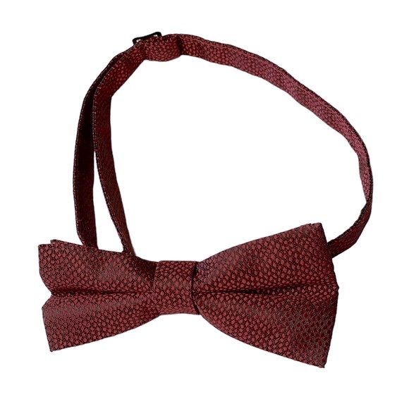 Pronto Uomo Formal Tie Set Pre-Tied Adjustable Burgundy Paisley and Black - Picture 9 of 14